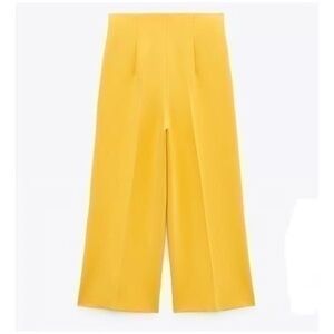 Elegant Yellow Culotte Wide-Leg Pants